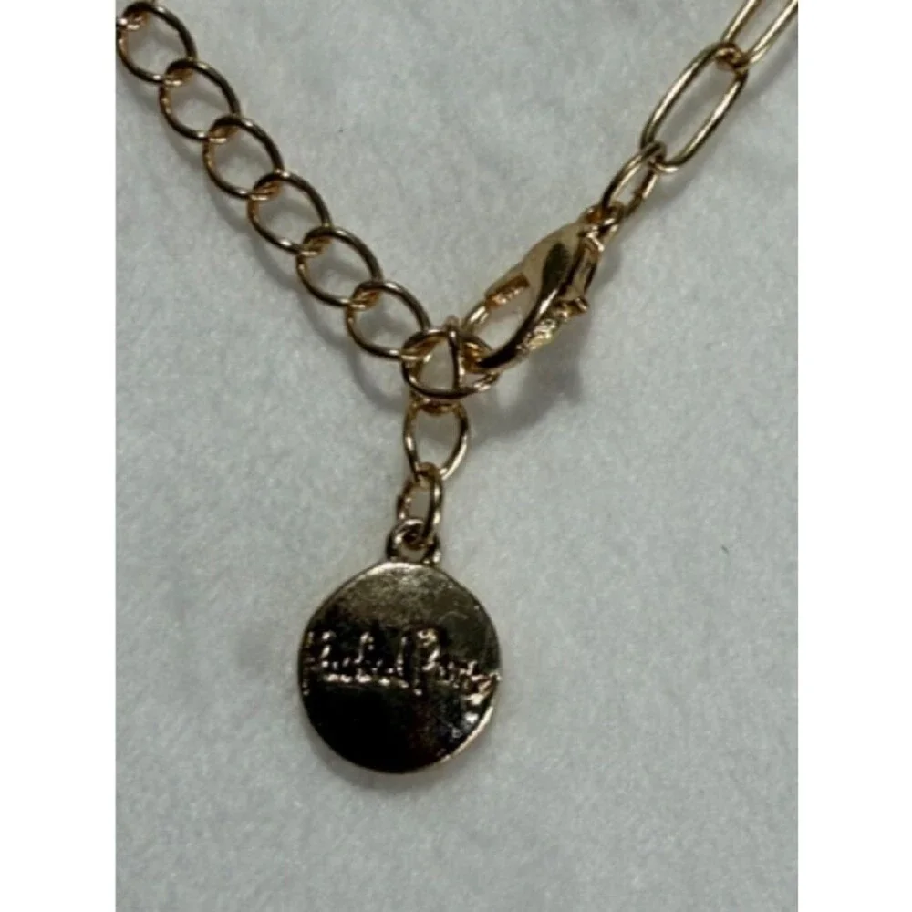 Packed Party Gold-Tone Heart & Charm Necklace with Pink Bow Accent